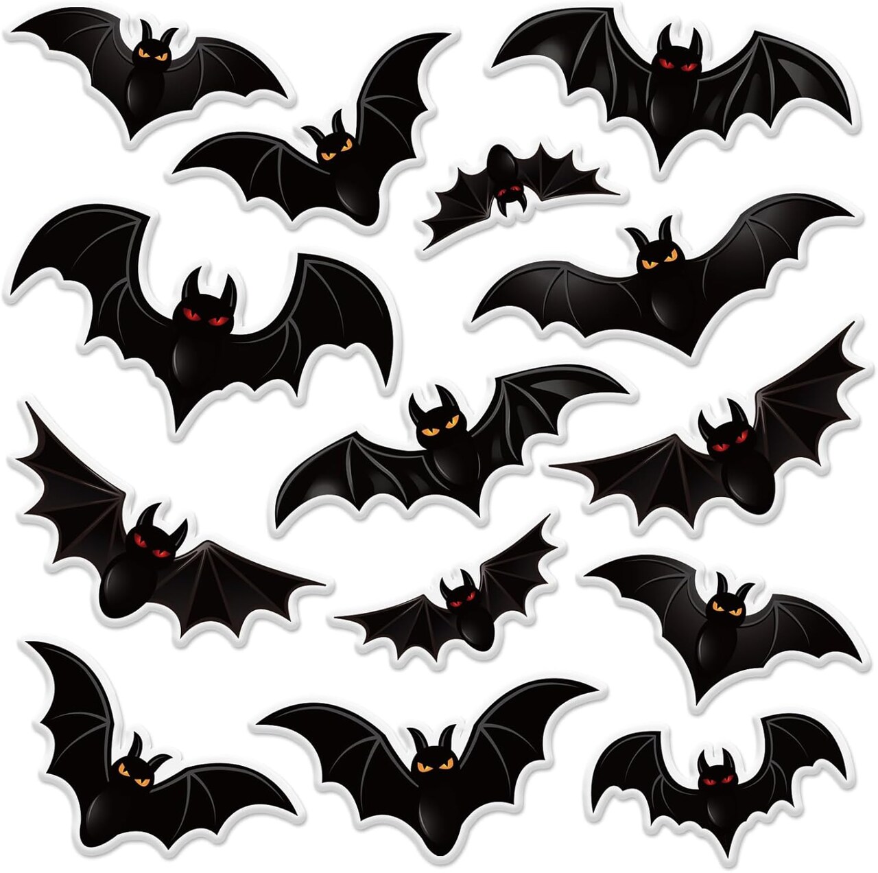 14Pcs Halloween Thick Gel Clings Spooky Black Bat Window Gel Decals